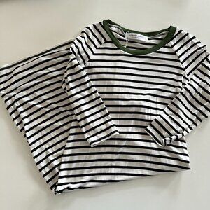 NWT Sonnet James Play Dress / midi black white stripe green / x-small / US-made